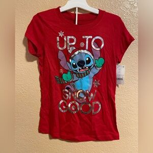 Disney Girls Small (6/6X) Stitch Up To Snow Good Shirt New